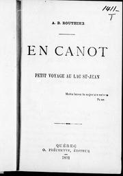 Cover of: En canot: petit voyage au lac St-Jean