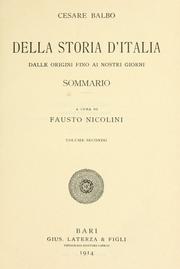 Cover of: Della storia d'Italia dalle origini fino ai nostri giorni by Cesare Balbo, conte