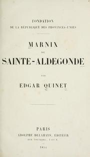 Cover of: Marnix de Sainte-Aldegonde by Edgar Quinet