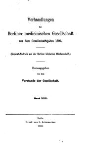 Cover of: Verhandlungen by Berliner Medizinische Gesellschaft
