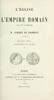 Cover of: L'eglise et l'empire romain au IVe siècle