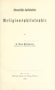 Cover of: Religionsphilosophie auf geschichtlicher Grundlage. by Otto Prleiderer