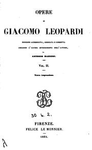 Cover of: Opere by Giacomo Leopardi, Giacomo Leopardi