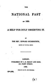 Cover of: The National Fast of 1832: A Help for Duly Observing it