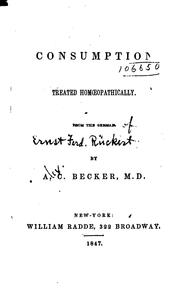 Cover of: Consumption Treated Homoeopathically.