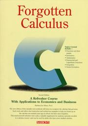 Cover of: Forgotten Calculus: A Refresher Course  | Barbara Lee Bleau Ph.D.