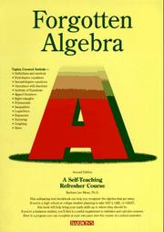 Cover of: Forgotten algebra: a self-teaching refresher course