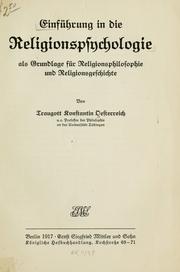 Cover of: Einführung in die Religionspsychologie als Grundlage für Religionsphilosophie und Religionsgeschichte