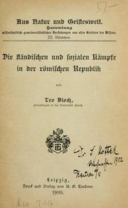 Cover of: Die ständischen und sozialen kämpfe in der Römischen republik