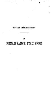 Cover of: La renaissance italienne et la philosophie de l'histoire ...