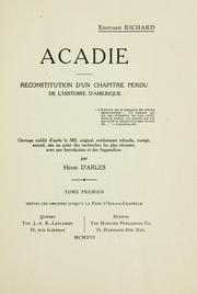 Cover of: Acadie by Edouard Richard