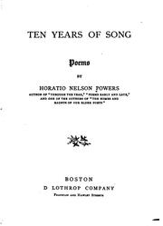 Cover of: Ten Years of Song: Poems by Horatio Nelson Powers