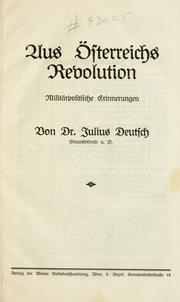 Cover of: Aus Österreichs Revolution: militärpolitische Erinnerungen