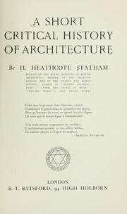 Cover of: A short critical history of architecture | Henry Heathcote Statham