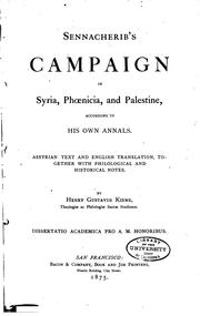 Cover of: Sennacherib's Campaign in Syria, Phœnicia, and Palestine: According to His ...