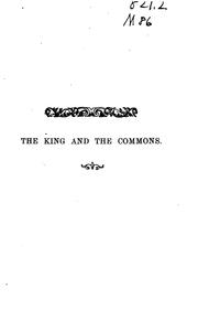 Cover of: The King and the Commons: Cavalier and Puritan Son