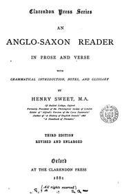 AN ANGLO-SAXON READER by Henry Sweet, M.A.