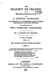 Cover of: Dialect of Craven, in the Westriding of the County of York: With a Copious ...