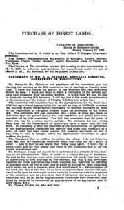 Cover of: Purchase of Forest Lands: Hearings Before ... 67-2, January 13 and 14, 1922