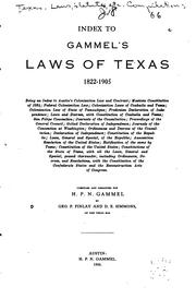 Cover of: The laws of Texas 1822-1897...