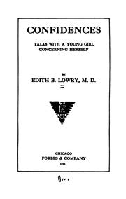 Cover of: Confidences: Talks with a Young Girl Concerning Herself