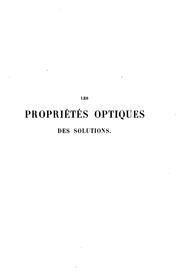 Cover of: Les propriétés optiques des solutions by Charles Chéneveau