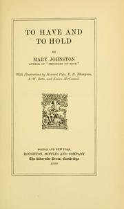 Cover of: To have and to hold. by Mary Johnston