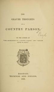 Cover of: The graver thoughts of a country parson by Andrew Kennedy Hutchison Boyd