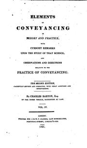 Cover of: ELEMENTS OF CONVEYANCING by CHARLES BARTON