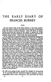 Cover of: The Early Diary of Frances Burney, 1768-1778: With a Selection from Her ...