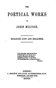 Cover of: The poetical works of John Milton. Paradise lost and regained