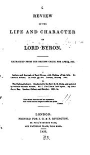 Cover of: Review of the life and character of lord Byron [by C.W. Le Bas]. by Charles Webb Le Bas