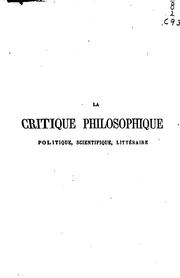 Cover of: La Critique philosophique