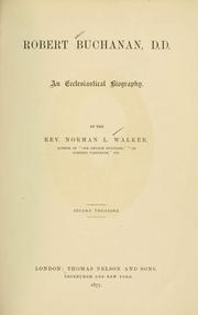 Cover of: Robert Buchanan, D.D.: an ecclesiastical biography