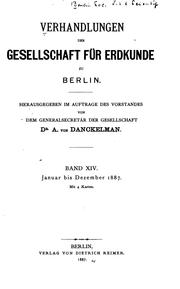 Cover of: Verhandlungen der Gesellschaft für Erdkunde zu Berlin by Gesellschaft für Erdkunde zu Berlin