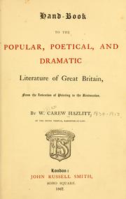 Cover of: Handbook to the popular, poetical and dramatic literature of Great Britain: from the invention of printing to the restoration