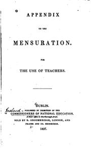 Appendix to the Mensuration: For the Use of Teachers