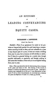 An Epitome of Leading Conveyancing and Equity Cases: With Some Short Notes Thereon: Chiefly ... by John Indermaur, Owen Davies Tudor, Frederick Thomas White