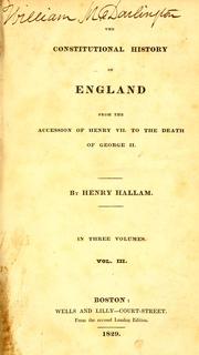 Cover of: The constitutional history of England by Henry Hallam