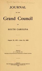 Cover of: Journal of the Grand Council of South Carolina.