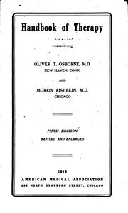 Cover of: Handbook of Therapy