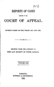 Cover of: Reports of Cases Decided in the Court of Appeal [1876-1900].