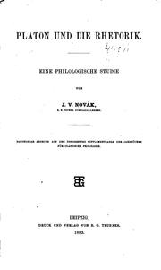 Cover of: Platon und die Rhetorik: Ein philologische Studie by Jan Václav Novák