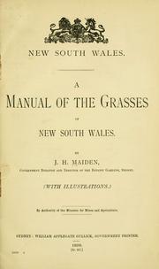 Cover of: A manual of the grasses of New South Wales.