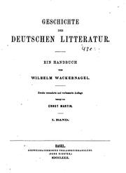 Cover of: Geschichte der deutschen Litteratur: Ein Handbuch by Wilhelm Wackernagel