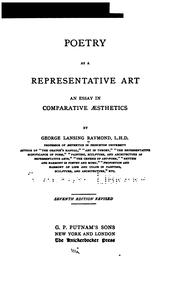 Cover of: Poetry as a Representative Art: An Essay in Comparative Aesthetics by George Lansing Raymond