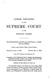 Cover of: Reports of Decisions Rendered by the Supreme Court of the Hawaiian Islands