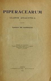 Cover of: Piperacearum clavis analytica.