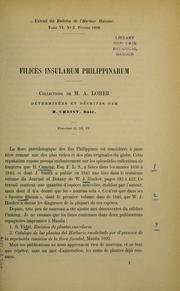 Cover of: Filices insularum philippinarum by H. Christ