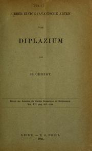 Cover of: Ueber einige javanische Arten von Diplazium by H. Christ